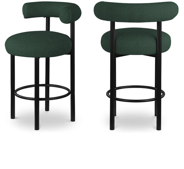 Bordeaux Green Boucle Fabric Stool