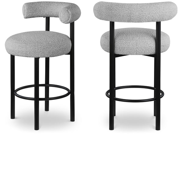 Bordeaux Grey Boucle Fabric Stool