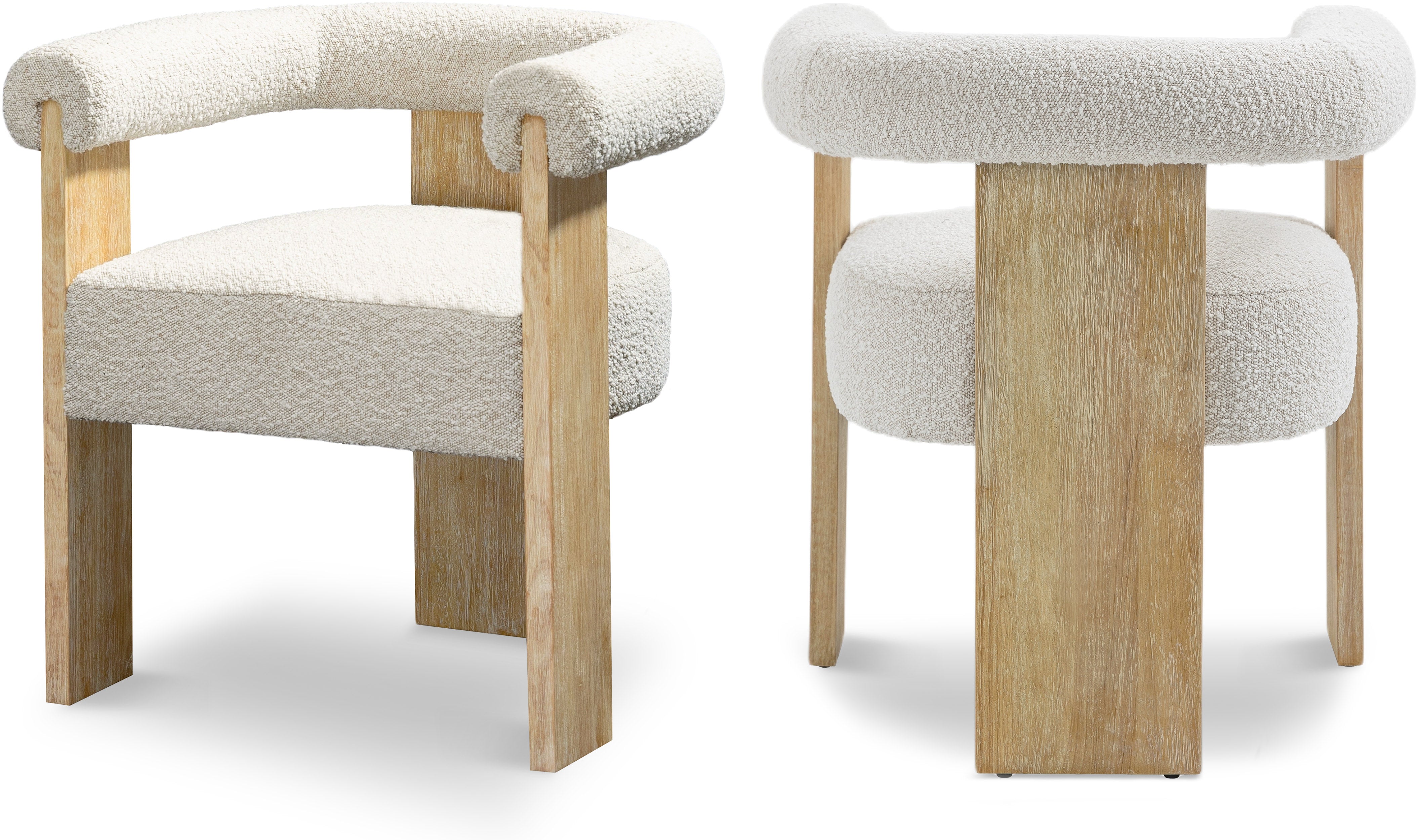 Barrel Cream Boucle Fabric Dining Chair