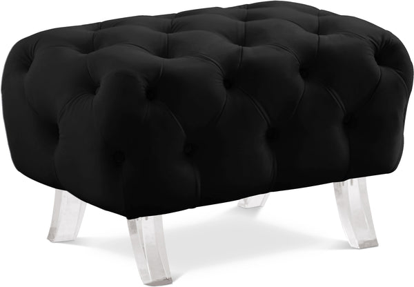 Crescent Black Velvet Ottoman