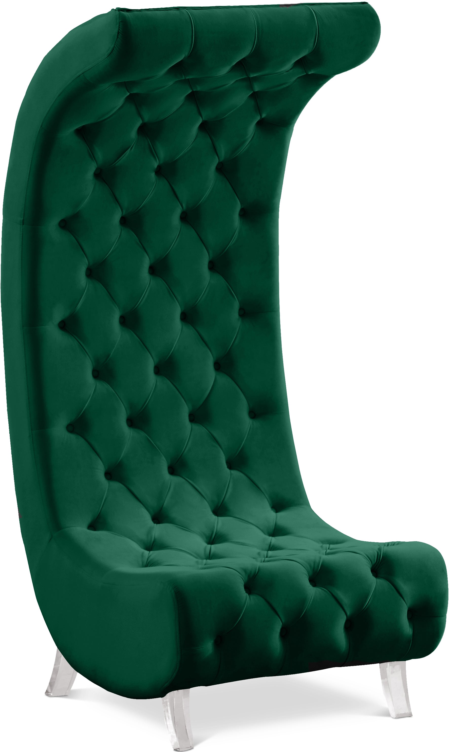 Crescent Green Velvet Accent Chair