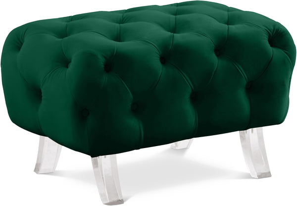 Crescent Green Velvet Ottoman