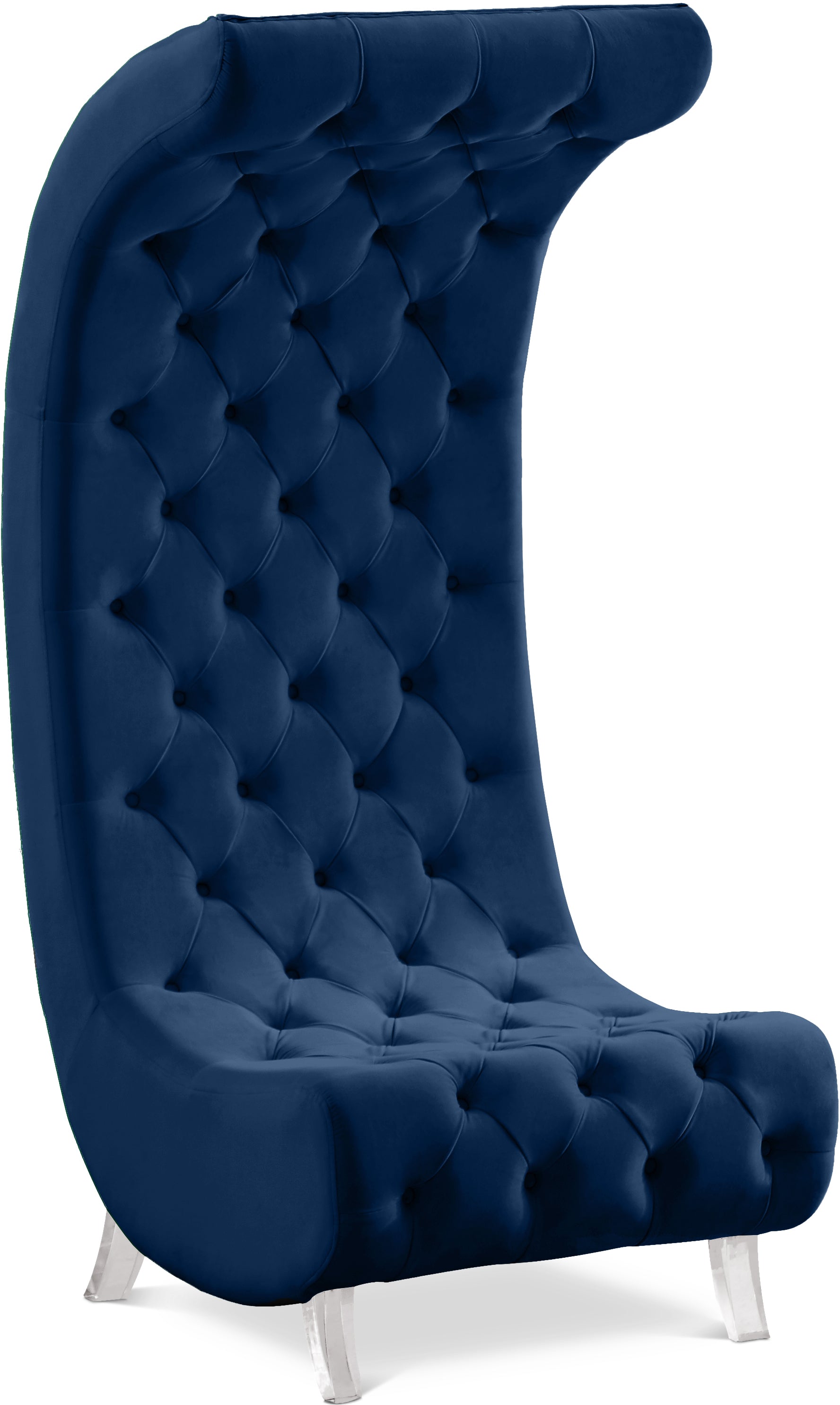 Crescent Navy Velvet Accent Chair