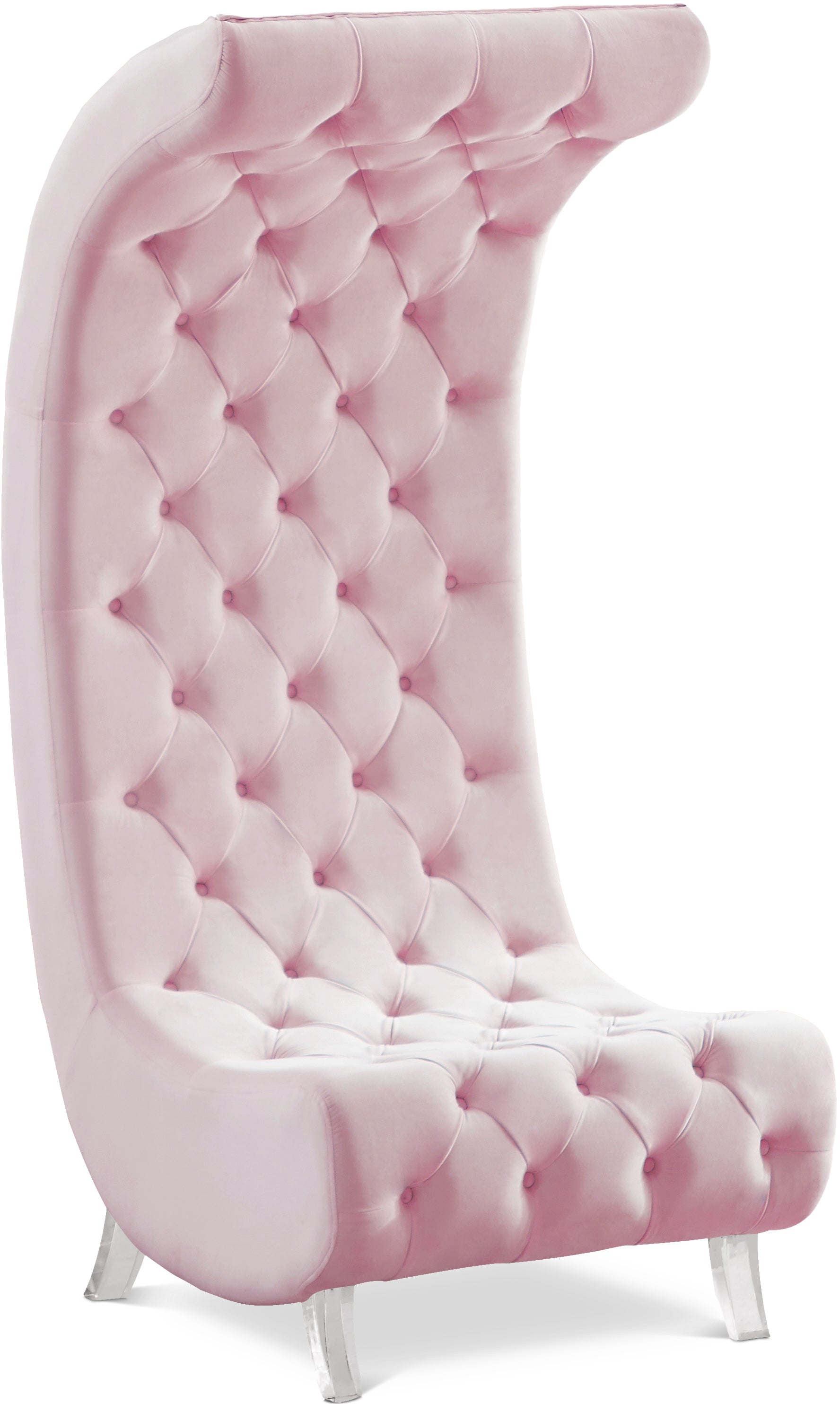 Crescent Pink Velvet Accent Chair