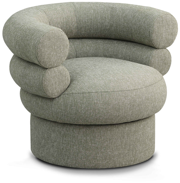 Valentina Green Linen Textured Fabric Accent Swivel Chair