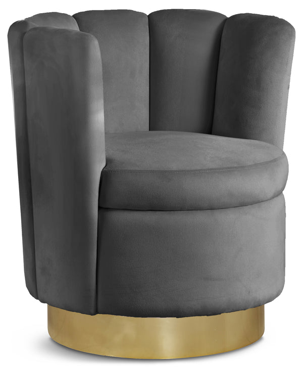 Lily Grey Velvet Accent Chair