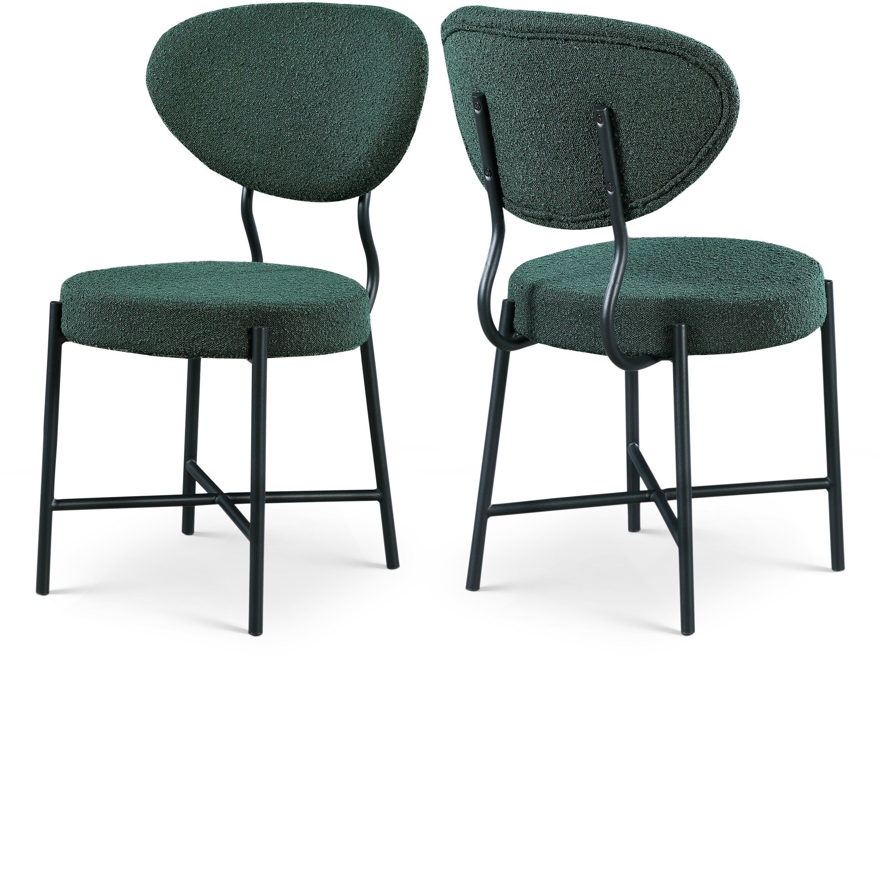 Allure Green Boucle Fabric Dining Chair