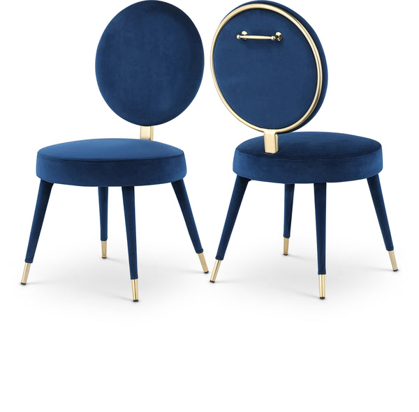 Brandy Navy Velvet Dining Chair