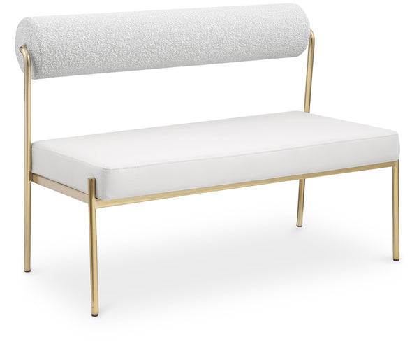 Carly Cream Vegan Leather Bench