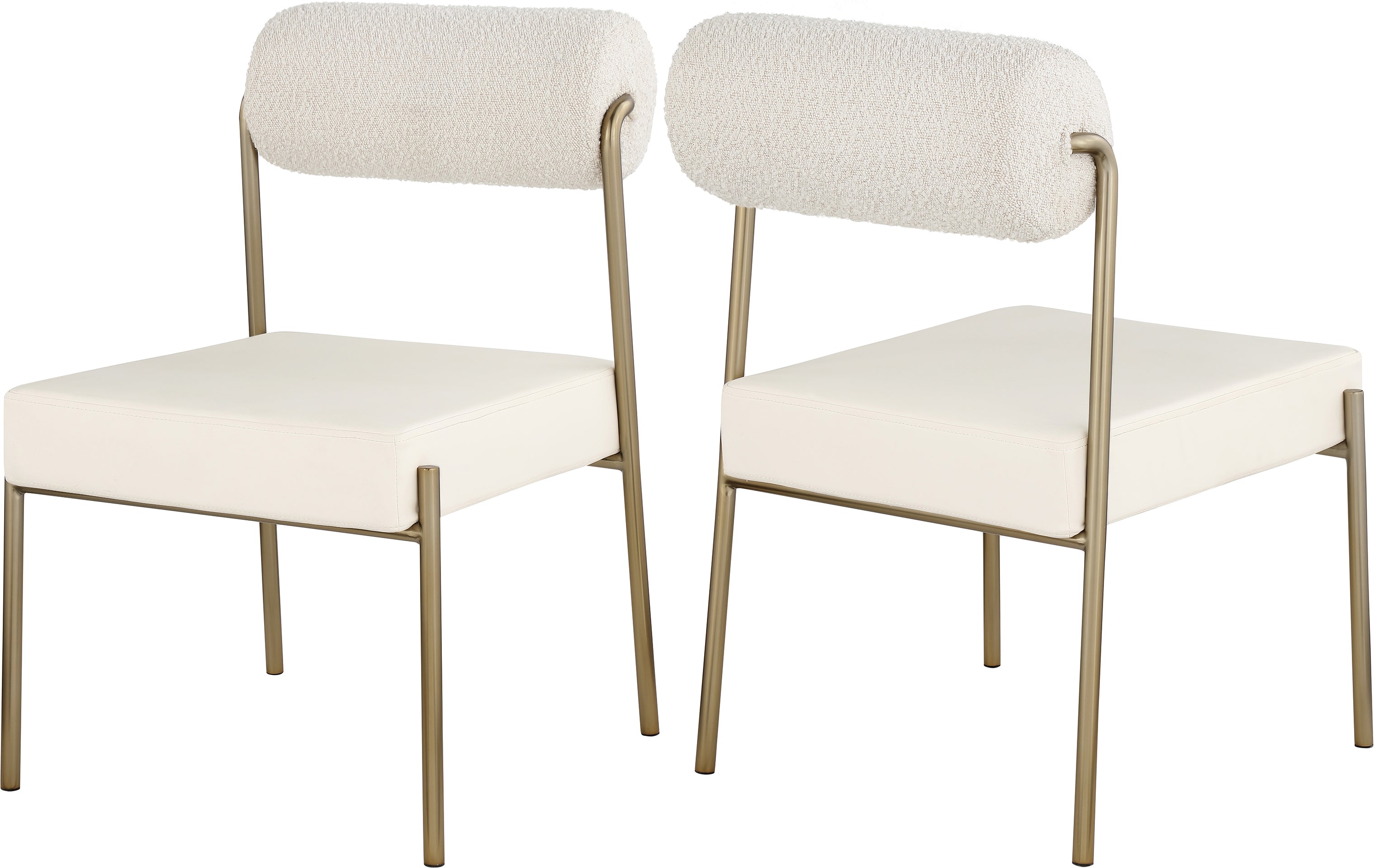 Carly Cream Vegan Leather Seat / Boucle Fabric Back Dining Chair