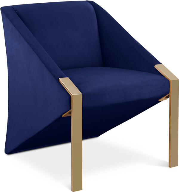 Rivet Navy Velvet Accent Chair