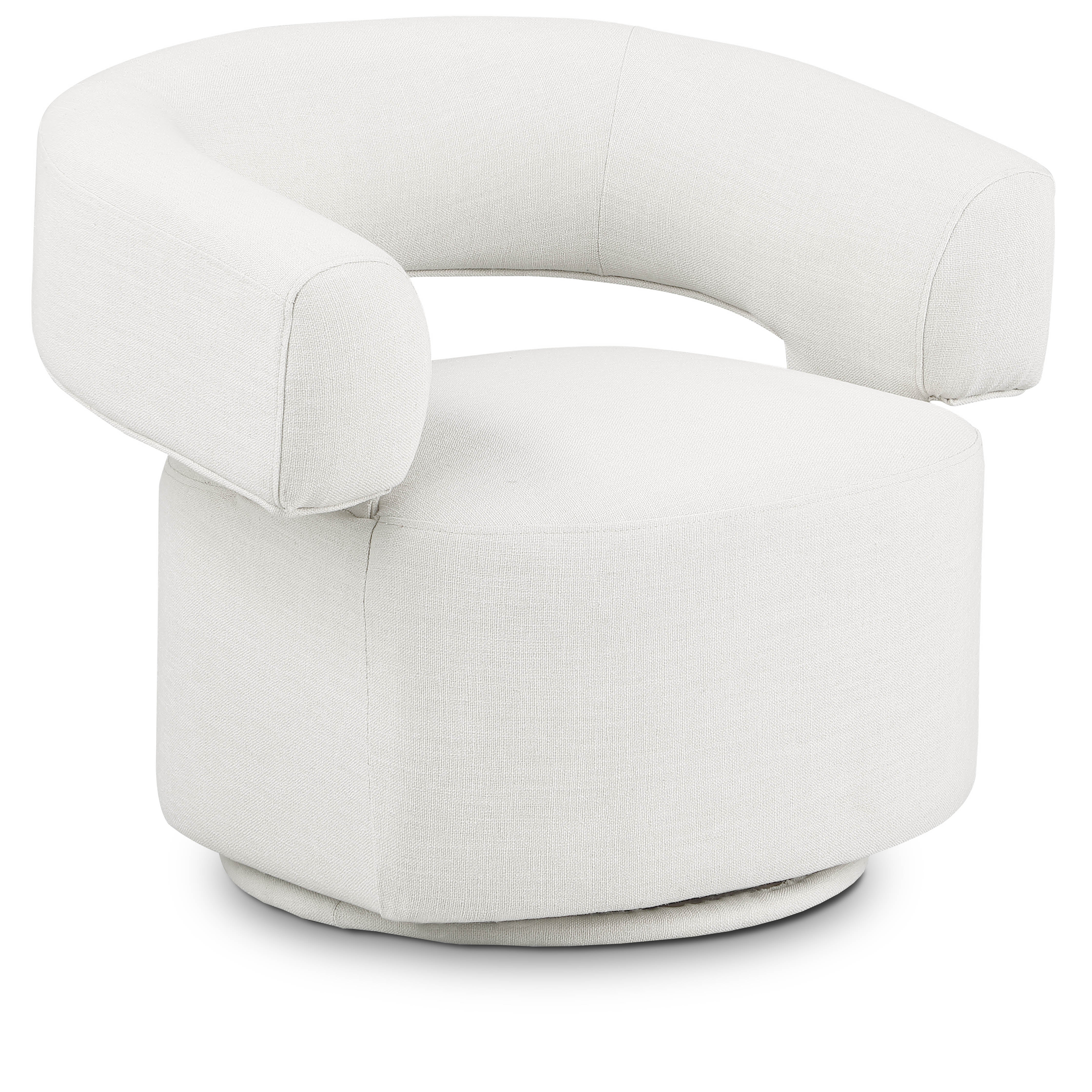 Niya Cream Linen Textured Fabric Swivel Accent Chair