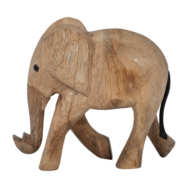 Wood, 7"h Elephant Deco, Brown