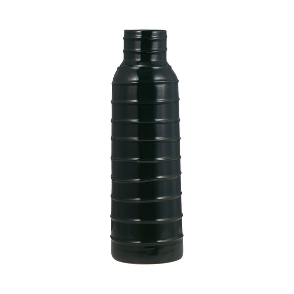 Cer, 17"h Tribal Vase, Forest Green