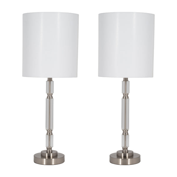 S/2 Crystal 24" Table Lamp, Silver