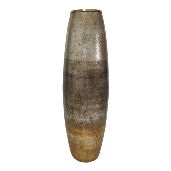 31" Curved Glass Vase Metallic Ombre Finish, Multi