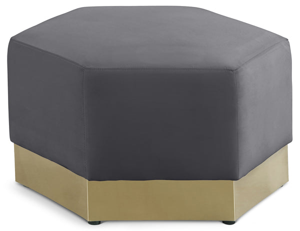 Marquis Grey Velvet Ottoman