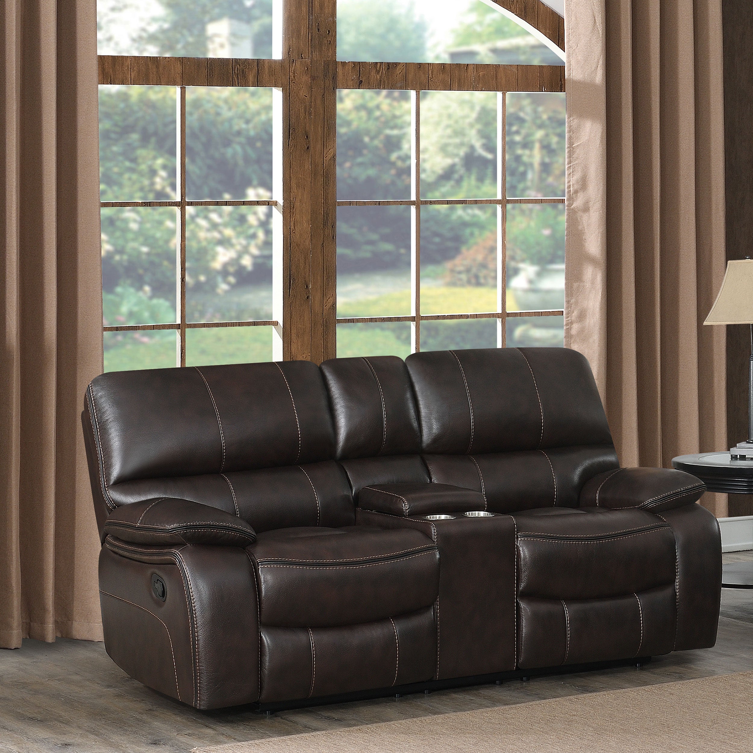 Willemse Motion Loveseat with Console Dark Brown