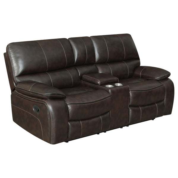 Willemse Motion Loveseat with Console Dark Brown