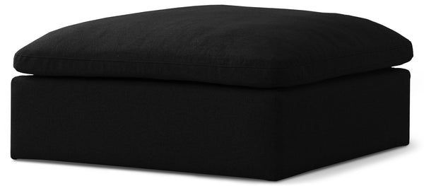 Serene Black Linen Textured Fabric Deluxe Comfort Modular Ottoman