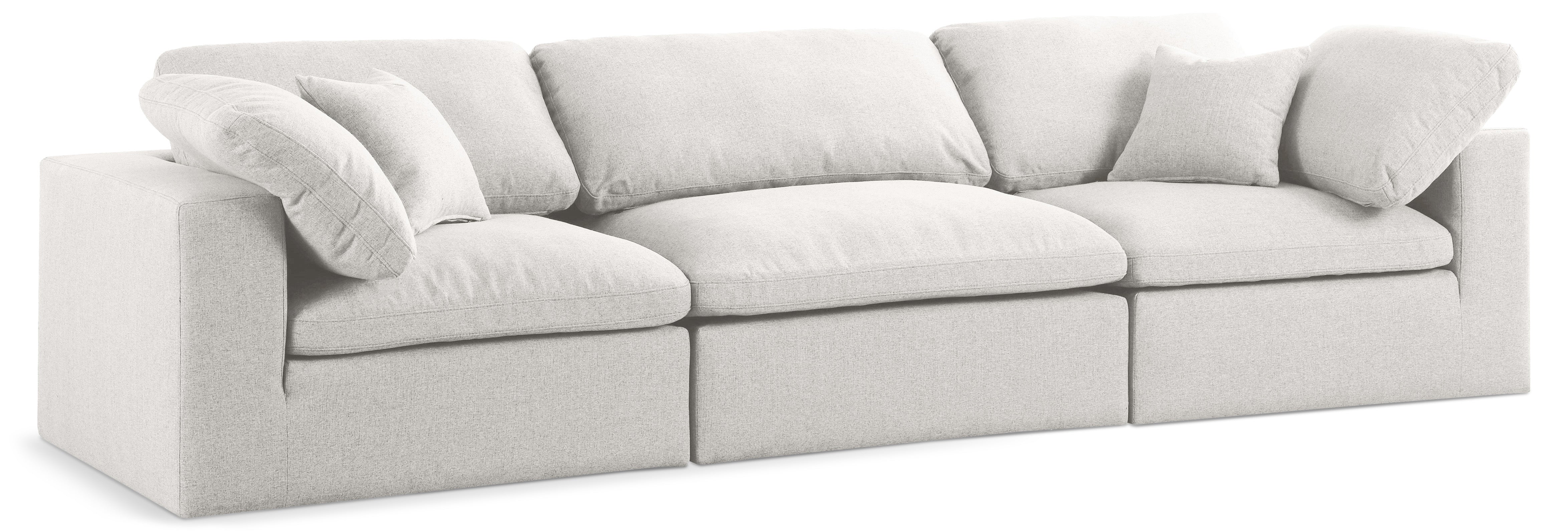 Serene Cream Linen Textured Fabric Deluxe Comfort Modular Sofa