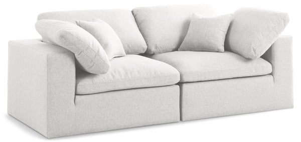 Serene Cream Linen Textured Fabric Deluxe Comfort Modular Sofa