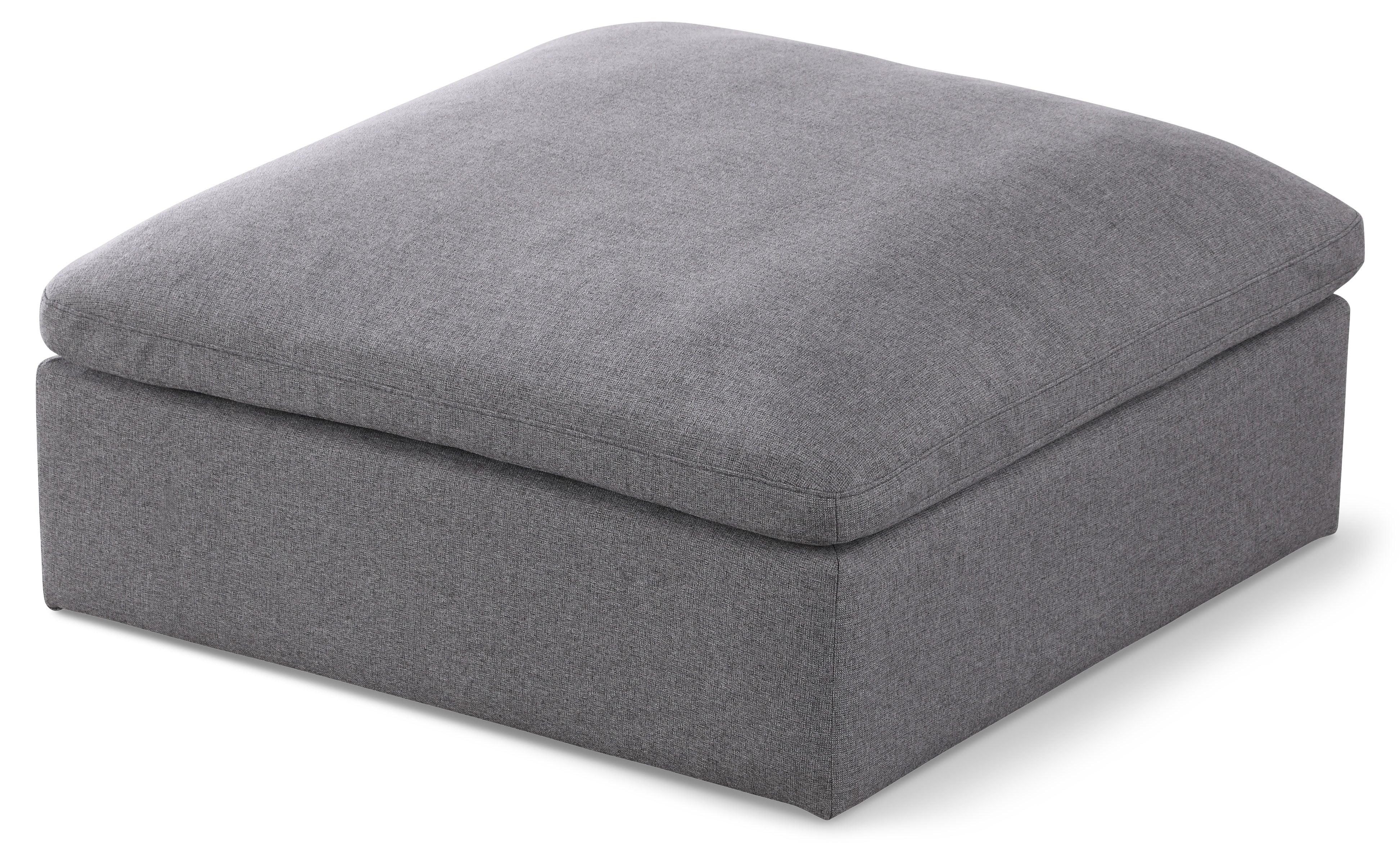 Serene Grey Linen Textured Fabric Deluxe Comfort Modular Ottoman