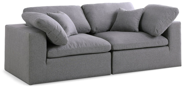 Serene Grey Linen Textured Fabric Deluxe Comfort Modular Sofa