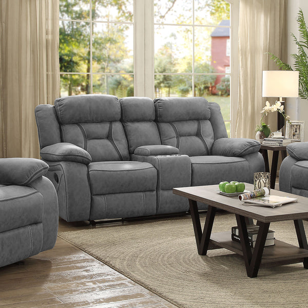 Higgins Pillow Top Arm Motion Loveseat with Console Grey