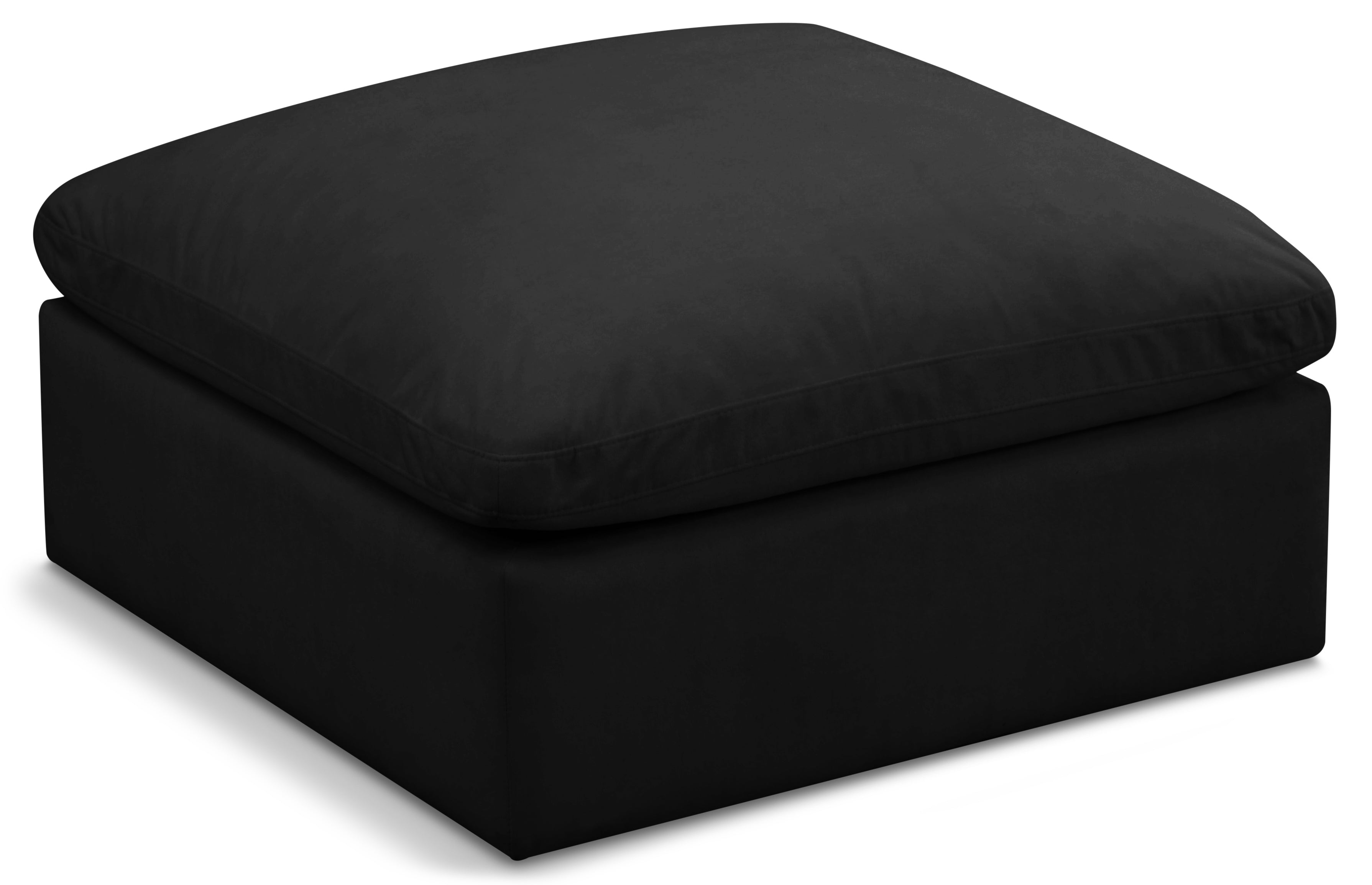 Plush Black Velvet Standard Comfort Modular Ottoman