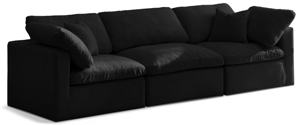 Plush Black Velvet Standard Comfort Modular Sofa