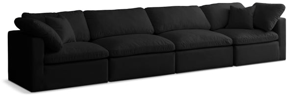 Plush Black Velvet Standard Comfort Modular Sofa