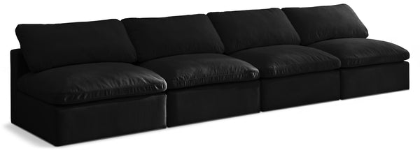 Plush Black Velvet Standard Comfort Modular Sofa