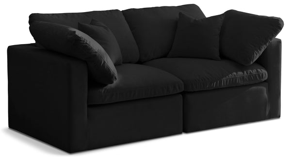 Plush Black Velvet Standard Comfort Modular Sofa