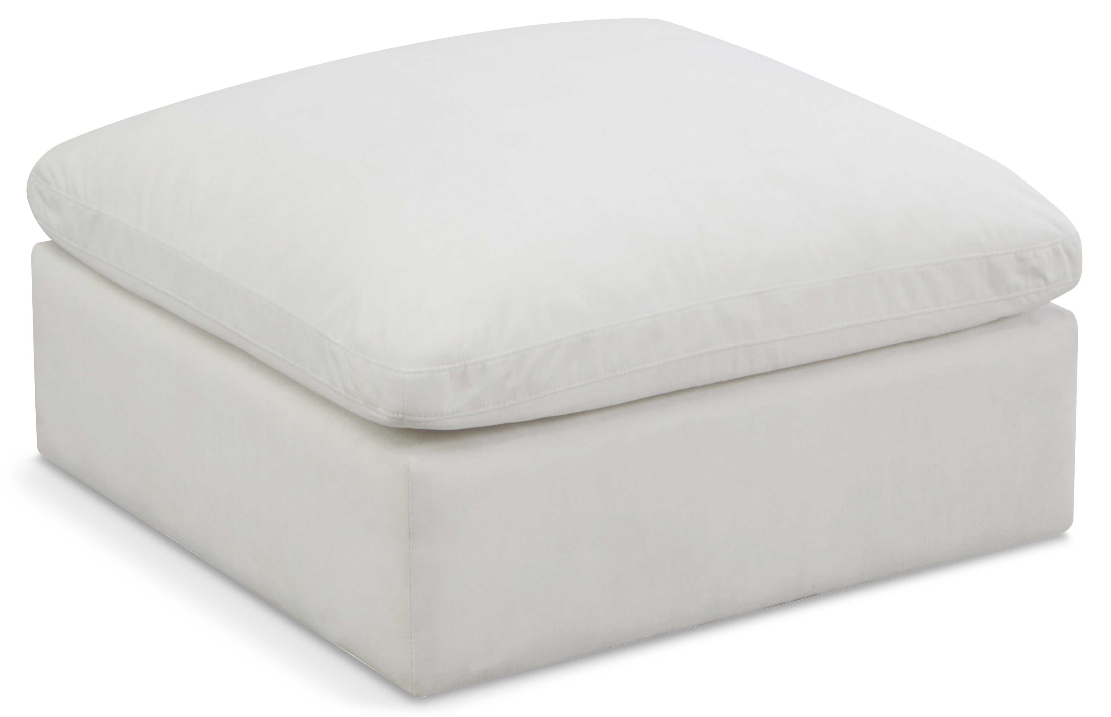 Plush Cream Velvet Standard Comfort Modular Ottoman