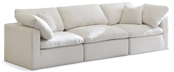 Plush Cream Velvet Standard Comfort Modular Sofa