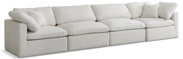 Plush Cream Velvet Standard Comfort Modular Sofa