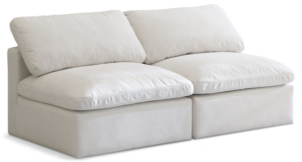 Plush Cream Velvet Standard Comfort Modular Sofa