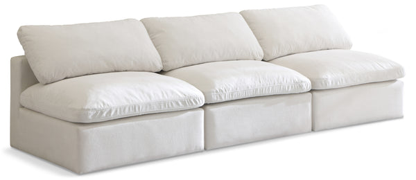 Plush Cream Velvet Standard Comfort Modular Sofa