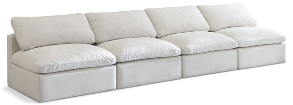 Plush Cream Velvet Standard Comfort Modular Sofa