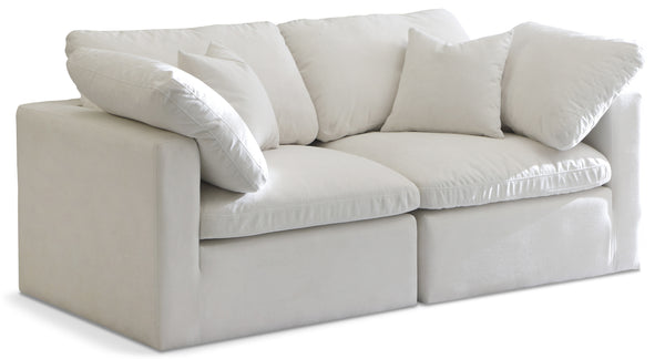 Plush Cream Velvet Standard Comfort Modular Sofa