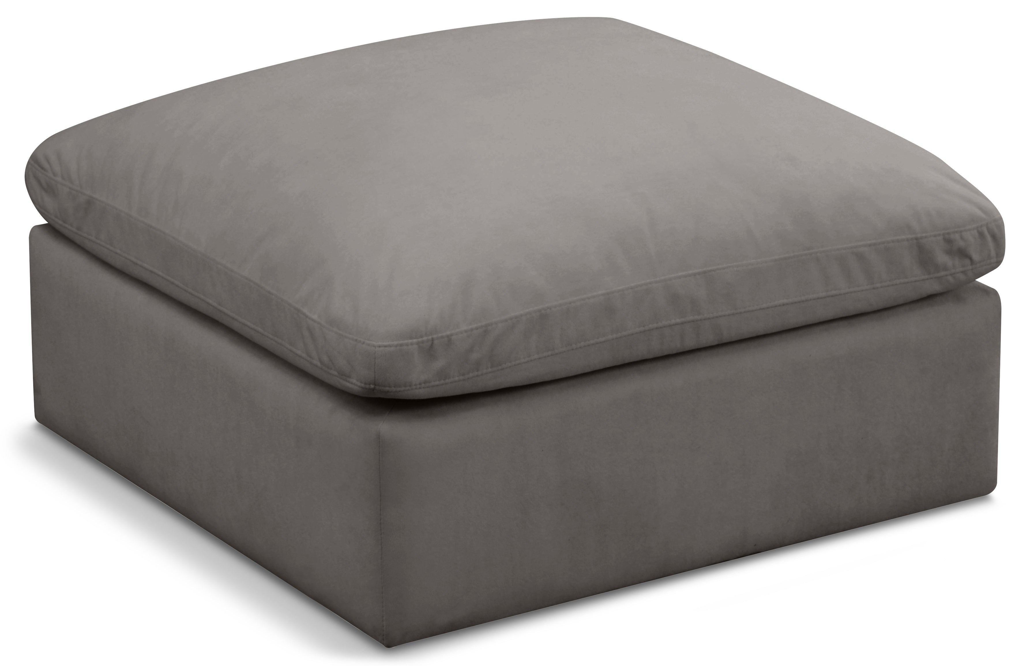 Plush Grey Velvet Standard Comfort Modular Ottoman