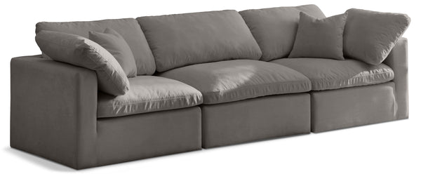 Plush Grey Velvet Standard Comfort Modular Sofa