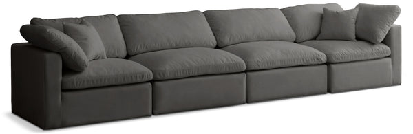 Plush Grey Velvet Standard Comfort Modular Sofa