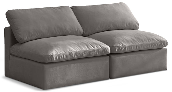 Plush Grey Velvet Standard Comfort Modular Sofa