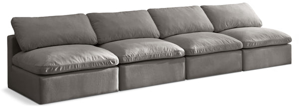 Plush Grey Velvet Standard Comfort Modular Sofa