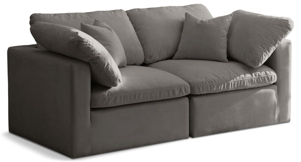 Plush Grey Velvet Standard Comfort Modular Sofa