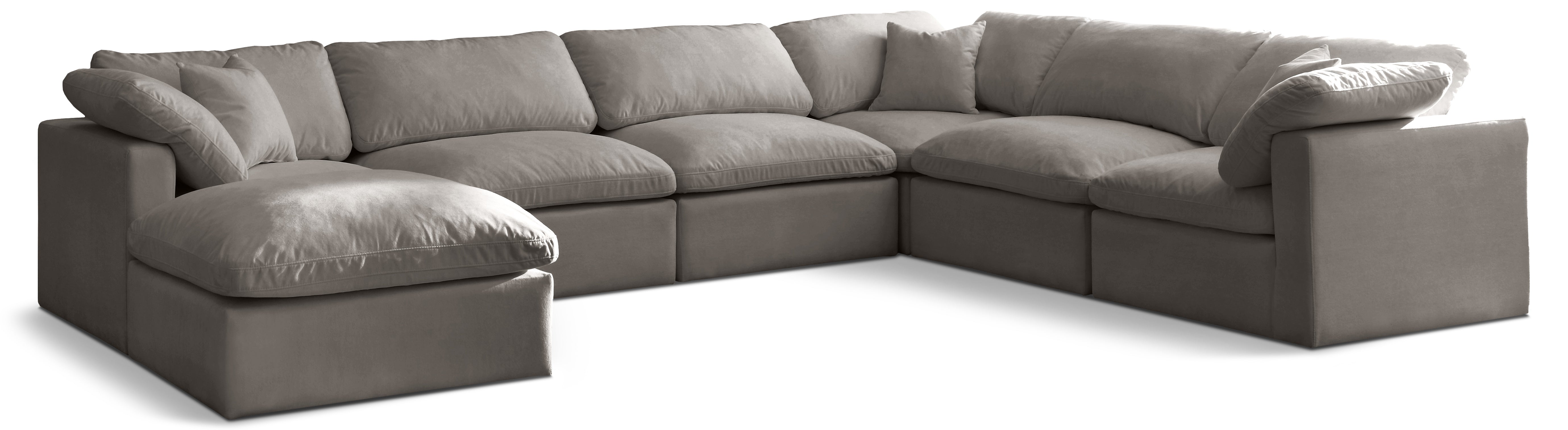 Plush Grey Velvet Standard Comfort Modular Sectional