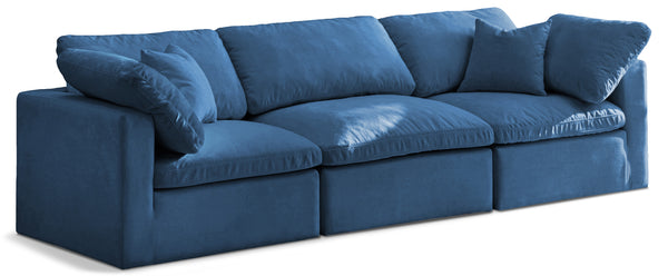 Plush Navy Velvet Standard Comfort Modular Sofa