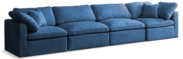 Plush Navy Velvet Standard Comfort Modular Sofa